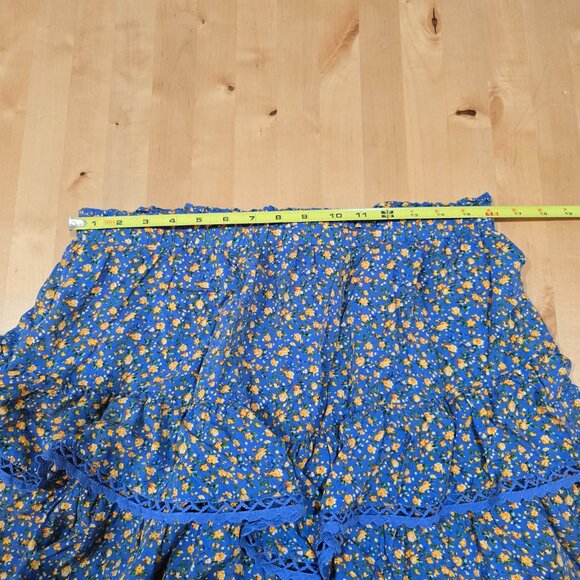 Tarse Skirt Sz Extra Large Floral Ruffle Layered Mini Rayon Boho Flower - Picture 6 of 9